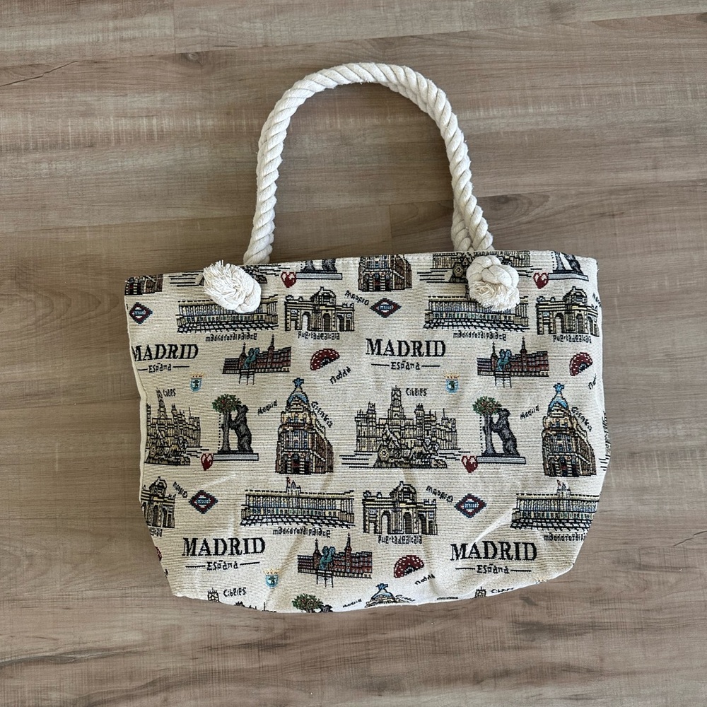 Madrid Print Canvas Tote Bag.
